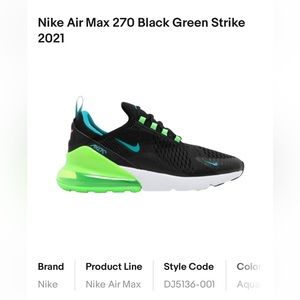 Gently used Nike Air Max 270 Black Green Strike - Men’s - Size 11